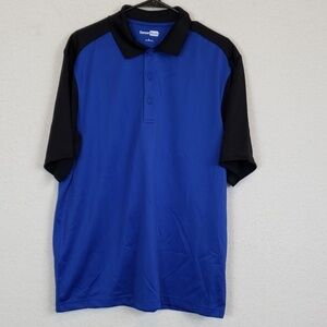 3/$15 Mens corner stone blue and black collared tshirt size large